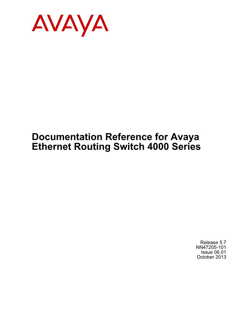 Documentation Reference for Avaya Ethernet Routing Switch 4000 Series