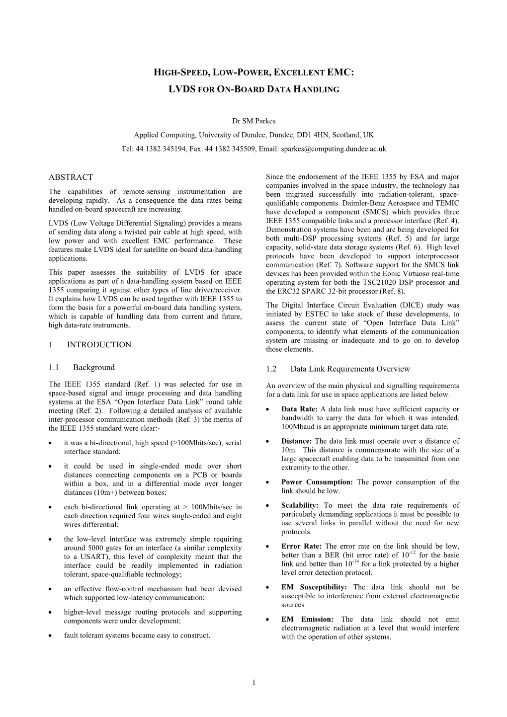 ABSTRACT 1 INTRODUCTION 1.1 Background 1.2 Data Link Requirements Overview