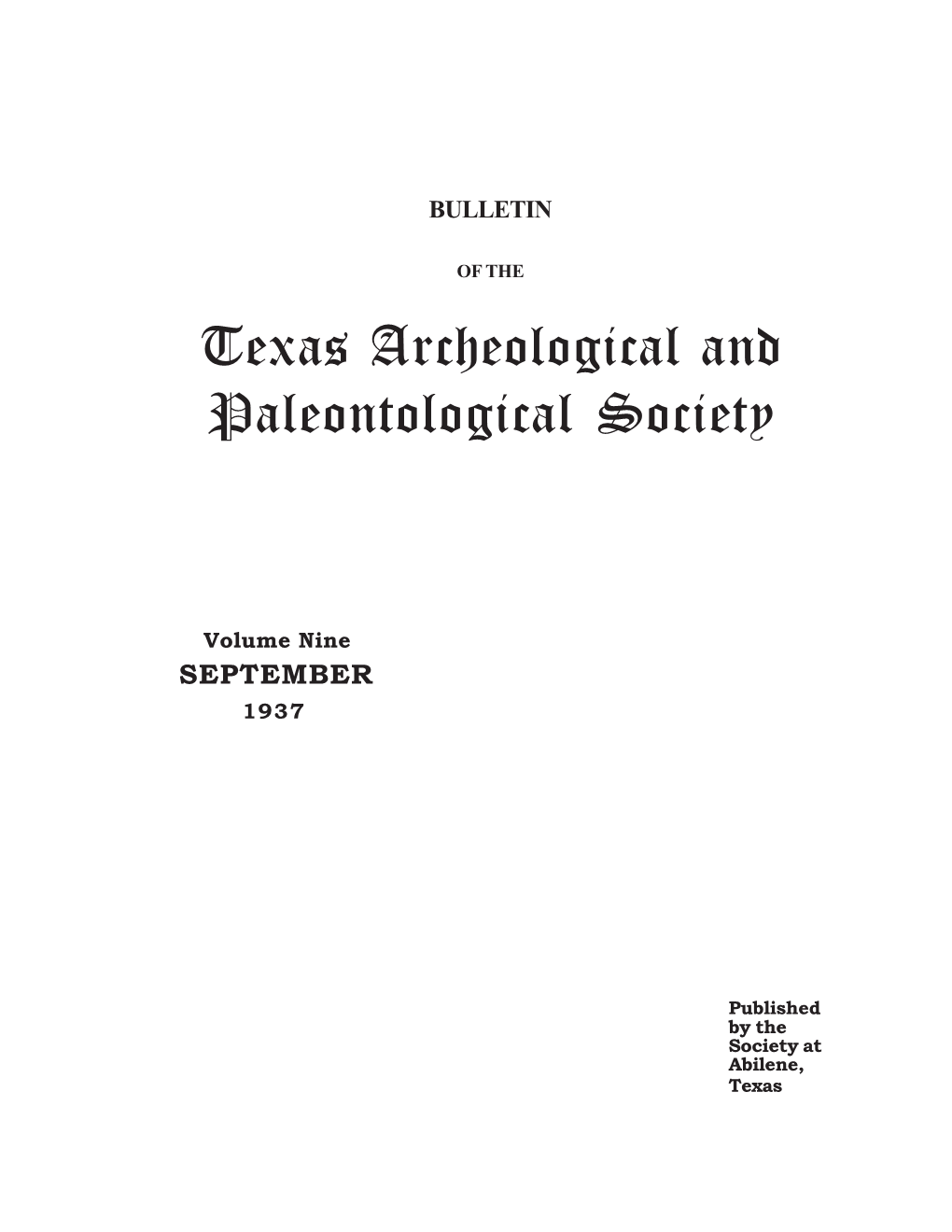 Texas Archeological and Paleontological Society