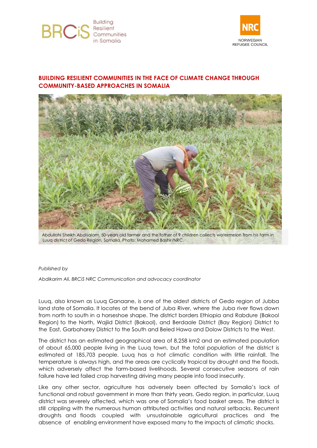 Building Resilient Communities in the Face of Climate Change Through Community-Based Approaches in Somalia