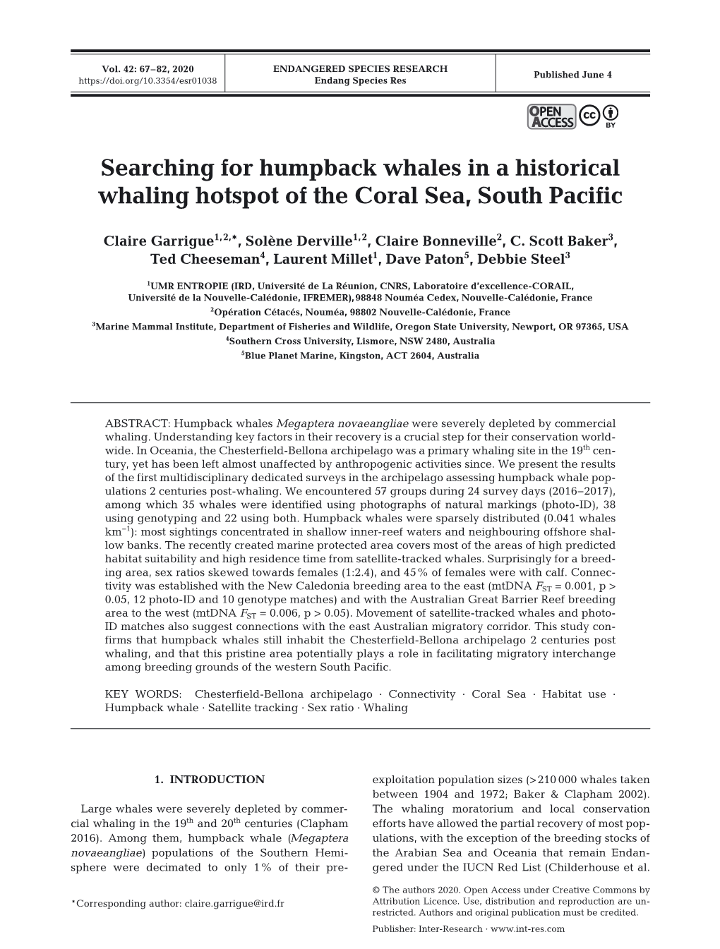 Searching for Humpback Whales in a Historical Whaling Hotspot of the Coral Sea, South Pacific