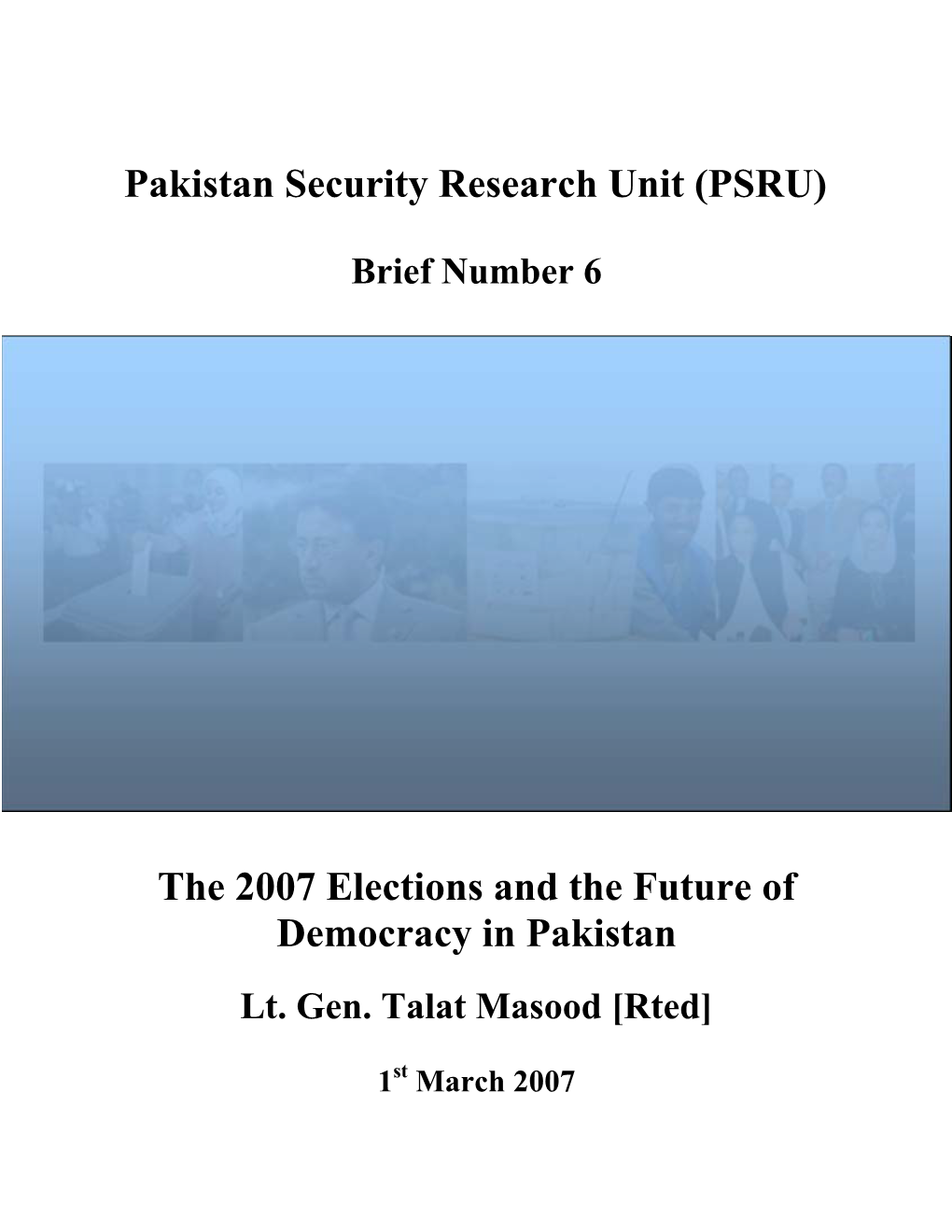 Pakistan Security Research Unit (PSRU)