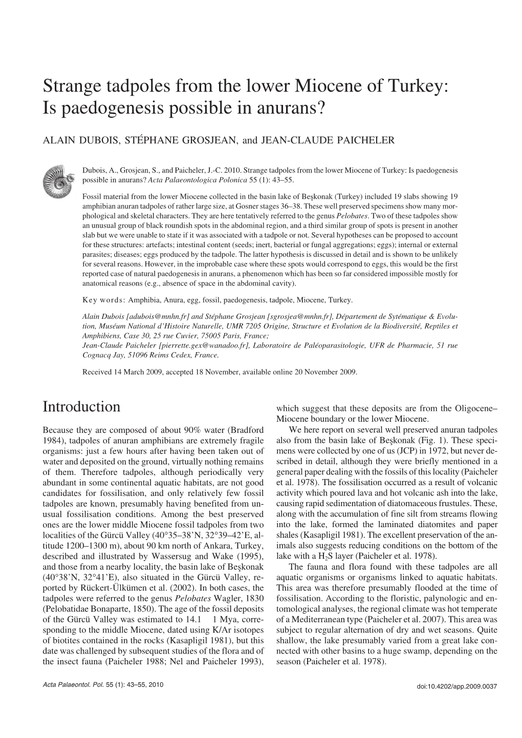 Strange Tadpoles from the Lower Miocene of Turkey: Is Paedogenesis Possible in Anurans?