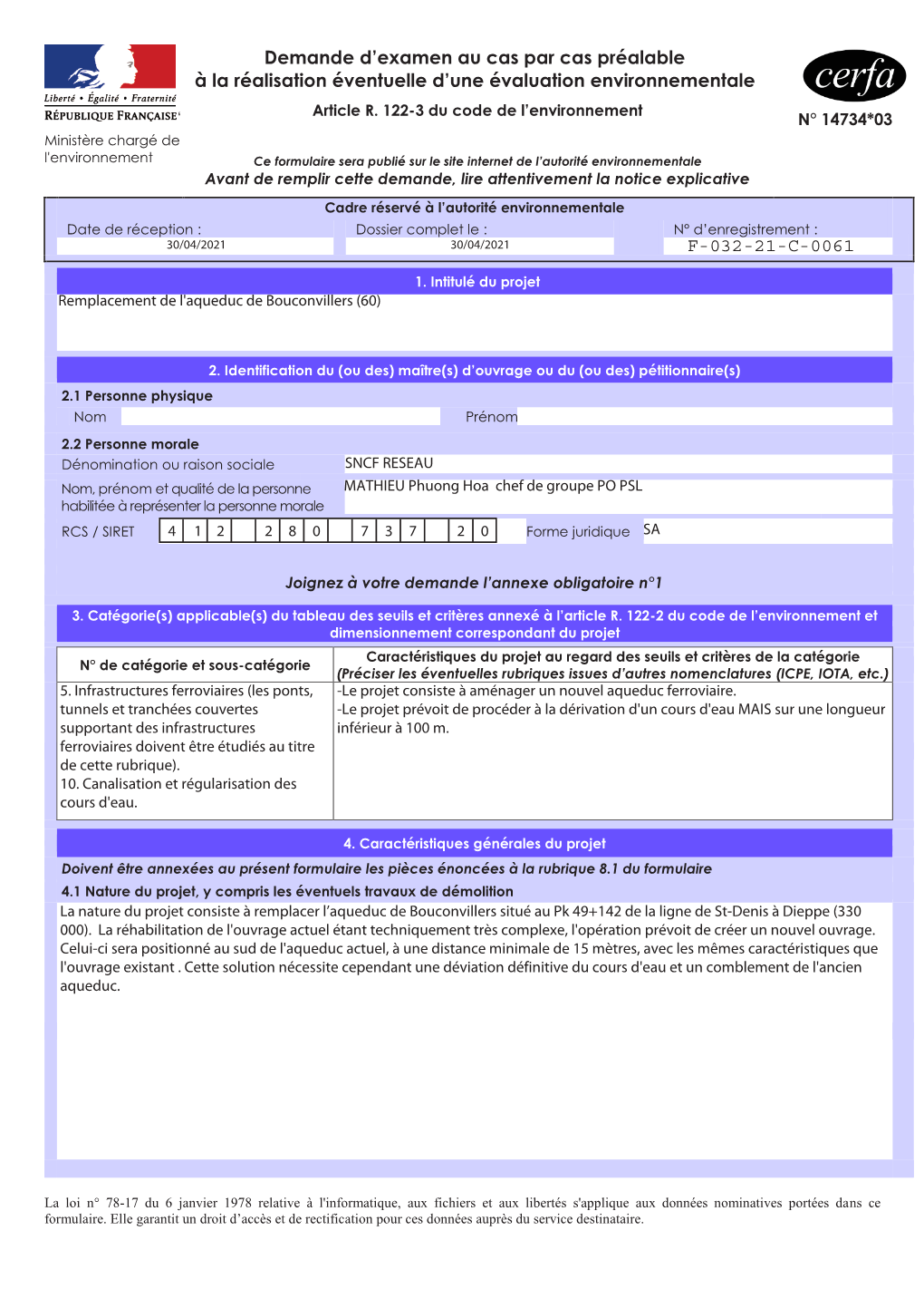 Demande D'examen Au Cas Par Cas Préalable À La Réalisation Éventuelle