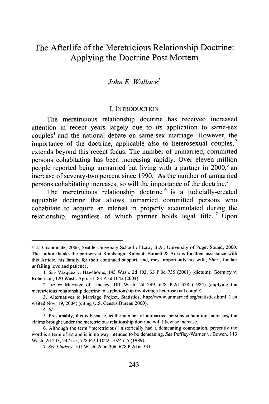 The Afterlife of the Meretricious Relationship Doctrine: Applying the Doctrine Post Mortem