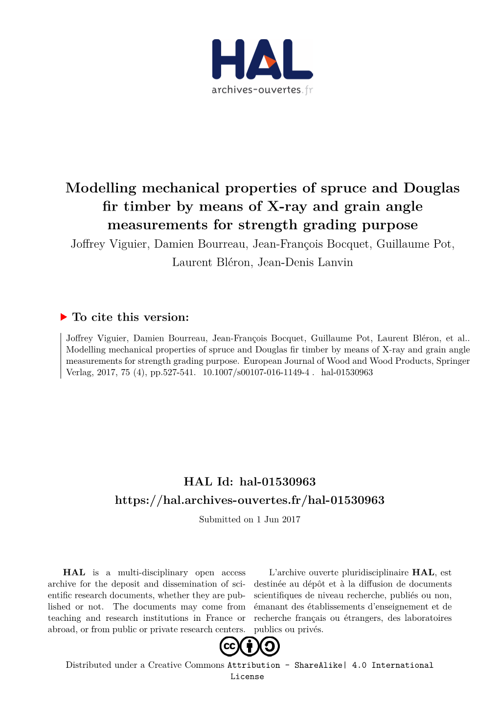 Modelling Mechanical Properties of Spruce and Douglas Fir Timber By