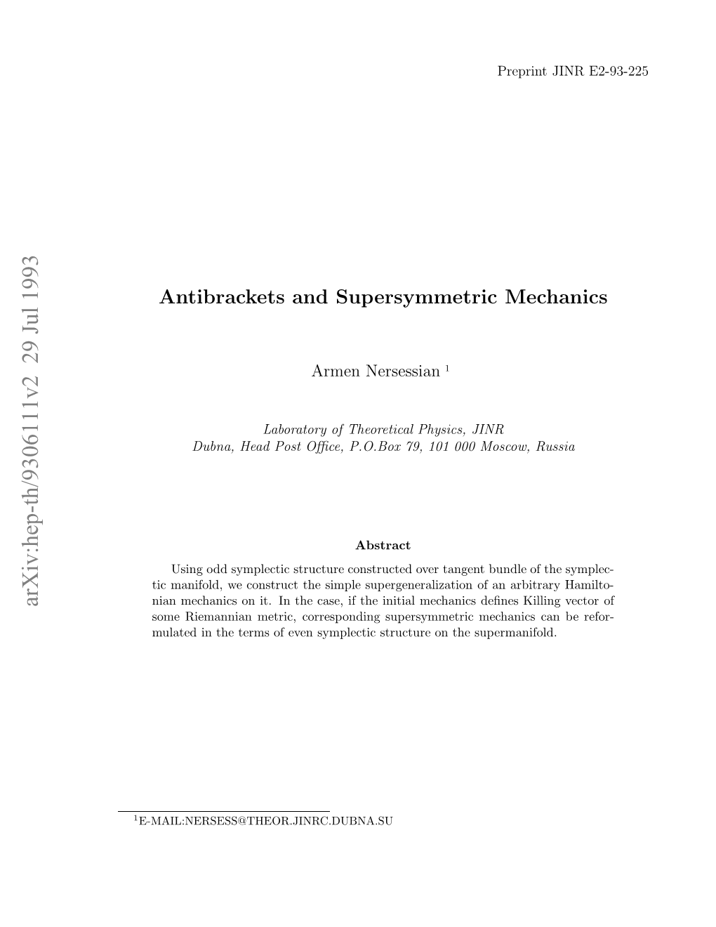 Antibrackets and Supersymmetric Mechanics