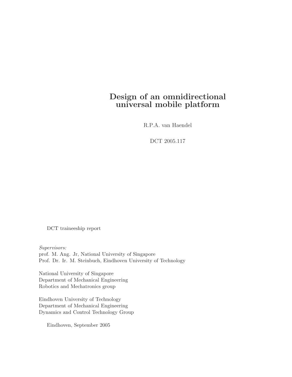 Design of an Omnidirectional Universal Mobile Platform