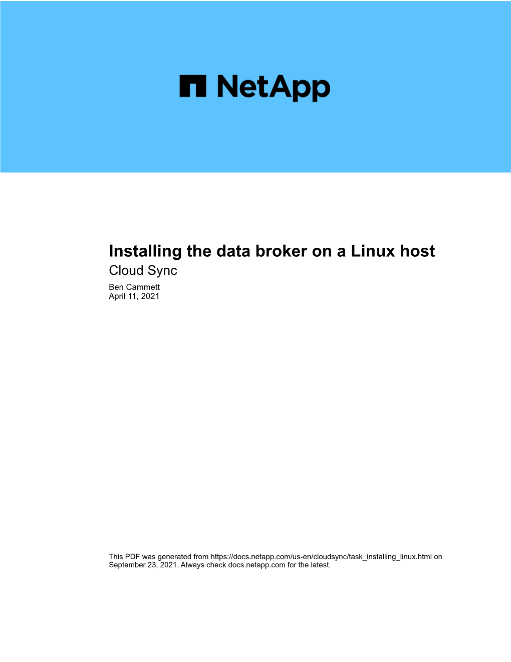 Installing the Data Broker on a Linux Host : Cloud Sync