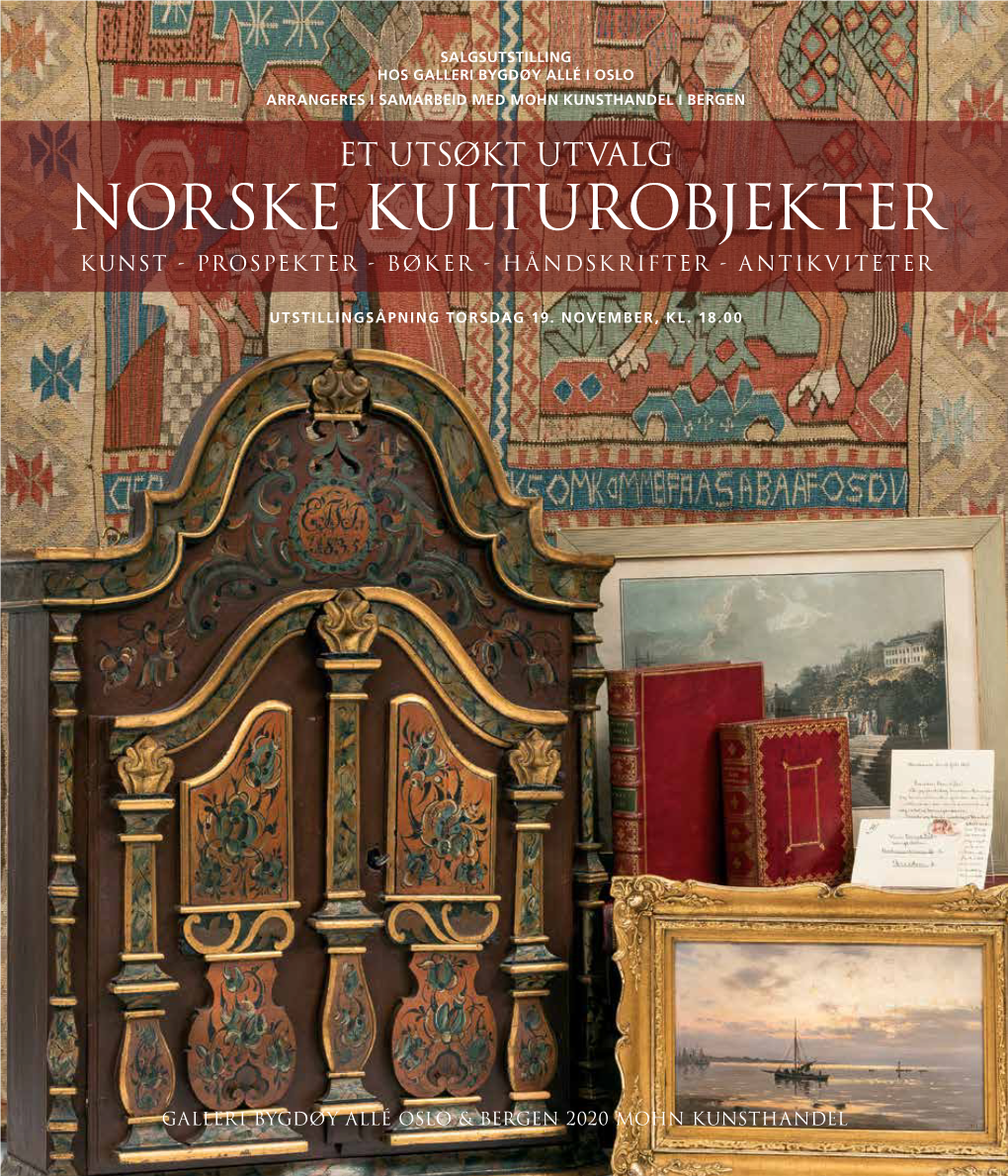 Norske Kulturobjekter Kunst - Prospekter - Bøker - Håndskrifter - Antikviteter