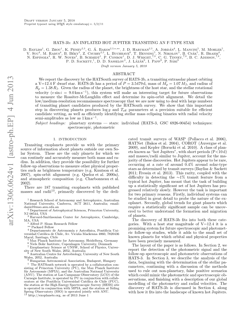 HATS-3B: an Inflated Hot Jupiter Transiting an F-Type Star