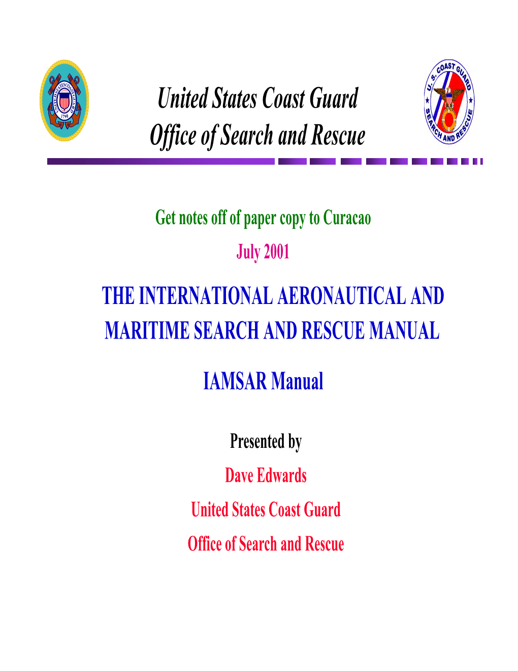 United States Coast Guard Office of Search and Rescue