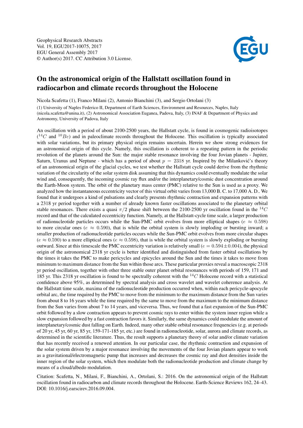 On the Astronomical Origin of the Hallstatt Oscillation Found in Radiocarbon and Climate Records Throughout the Holocene