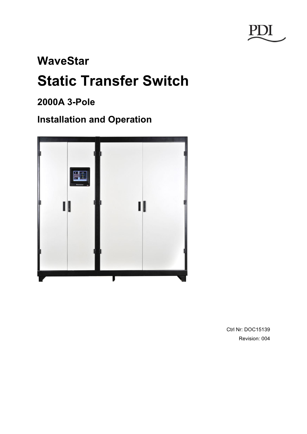 Static Transfer Switch 2000A 3-Pole Installation and Operation