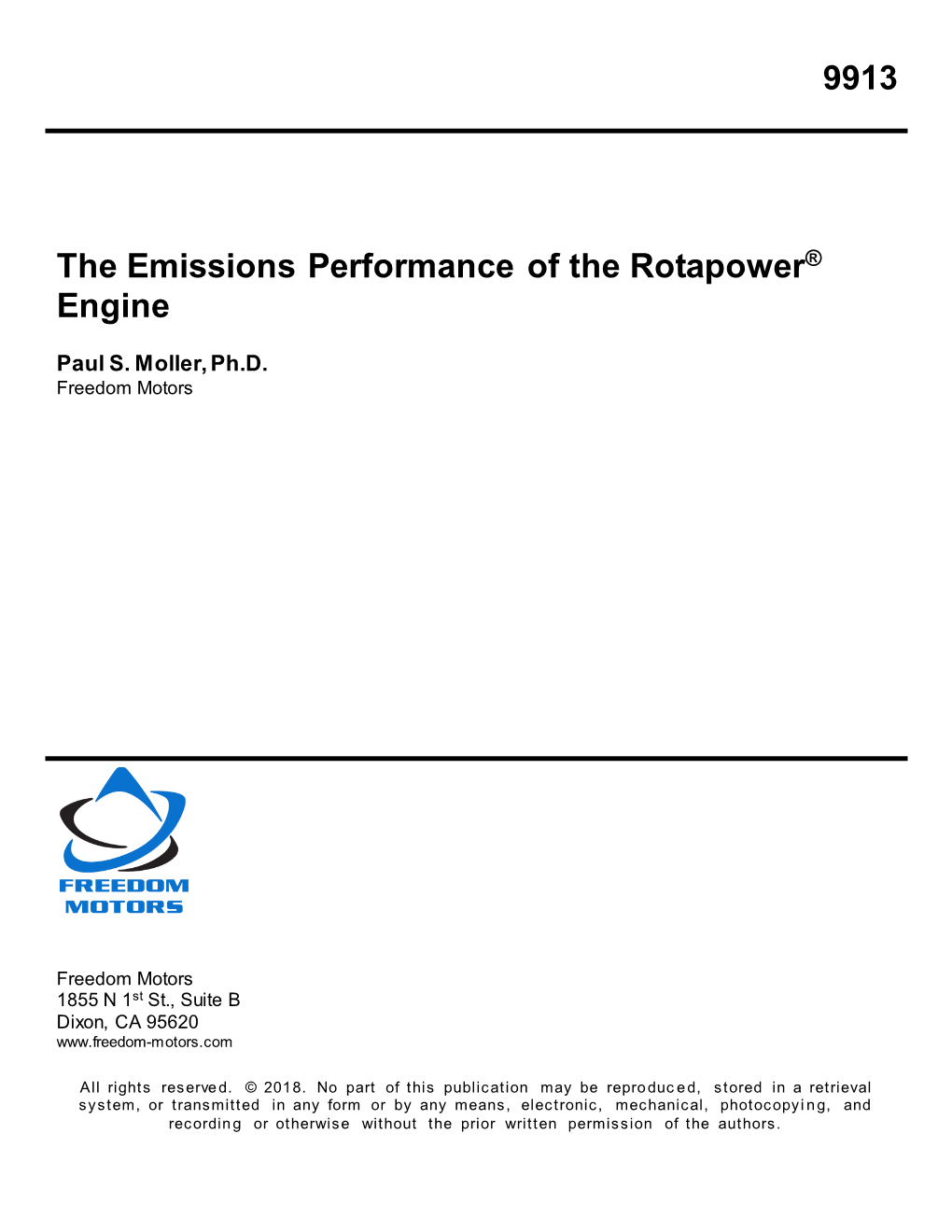 9913 the Emissions Performance of the Rotapower® Engine