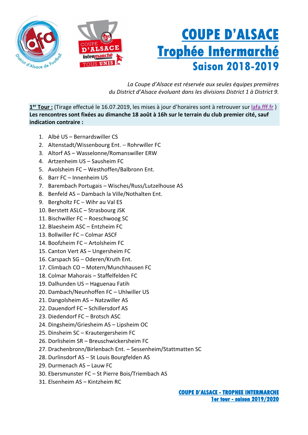 COUPE D'alsace Trophée Intermarché