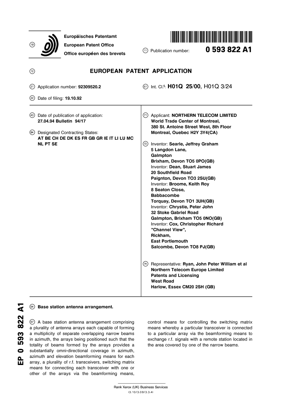 Base Station Antenna Arrangement