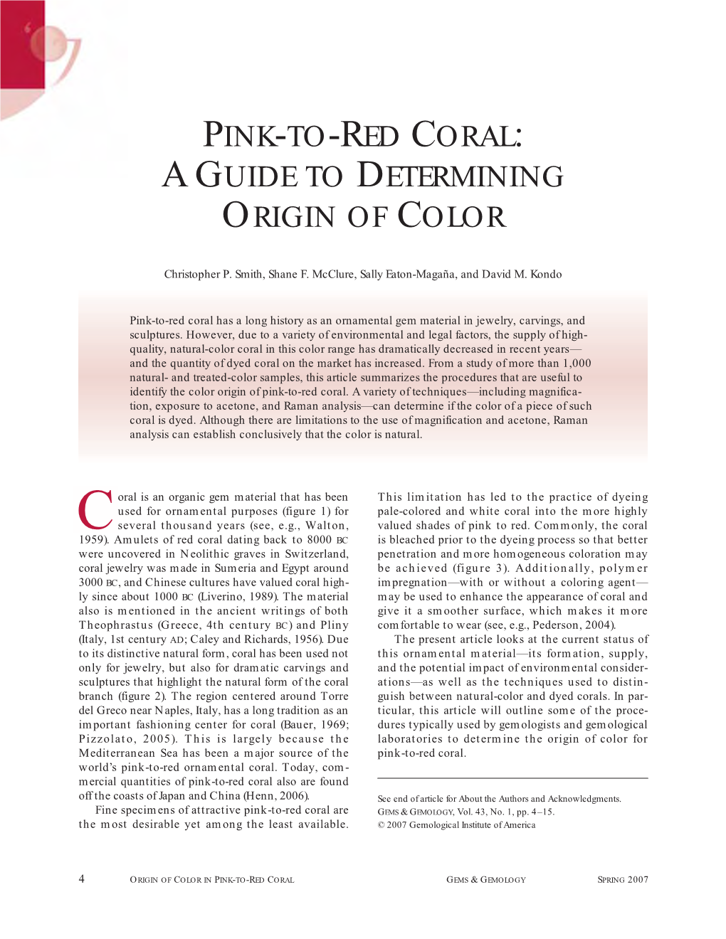 Pink-To-Red Coral: a Guide to Determining Origin of Color