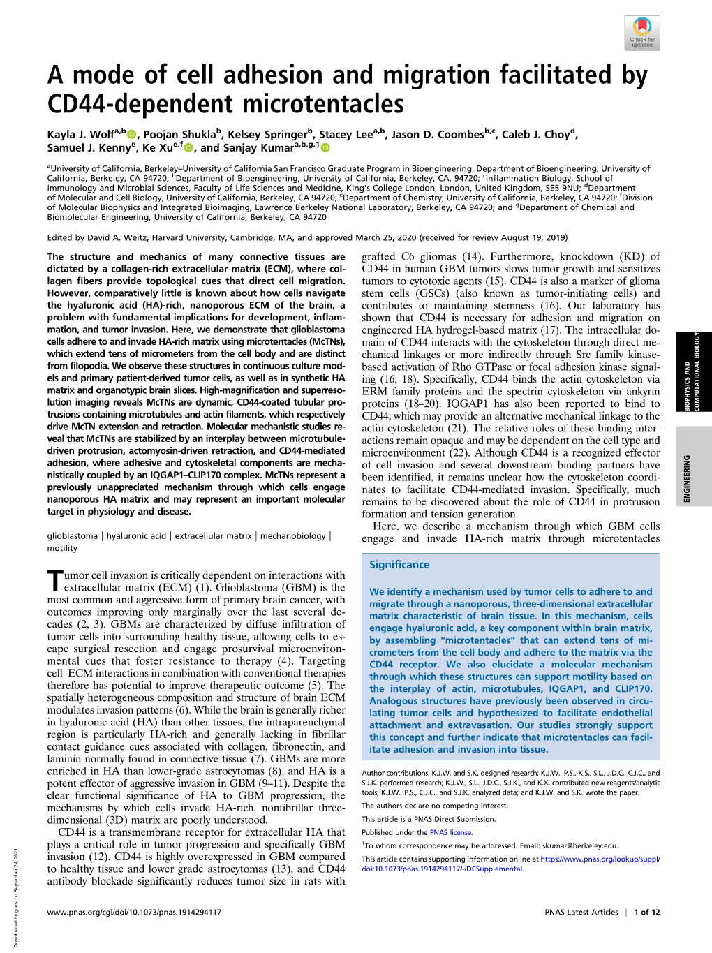 A Mode of Cell Adhesion and Migration Facilitated by CD44-Dependent Microtentacles