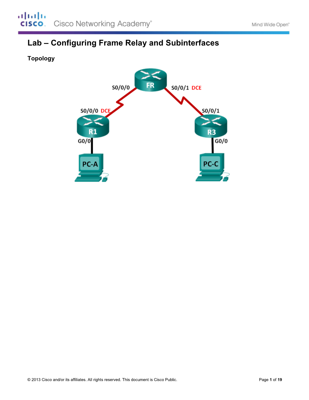 Lab – Configuring Frame Relay and Subinterfaces