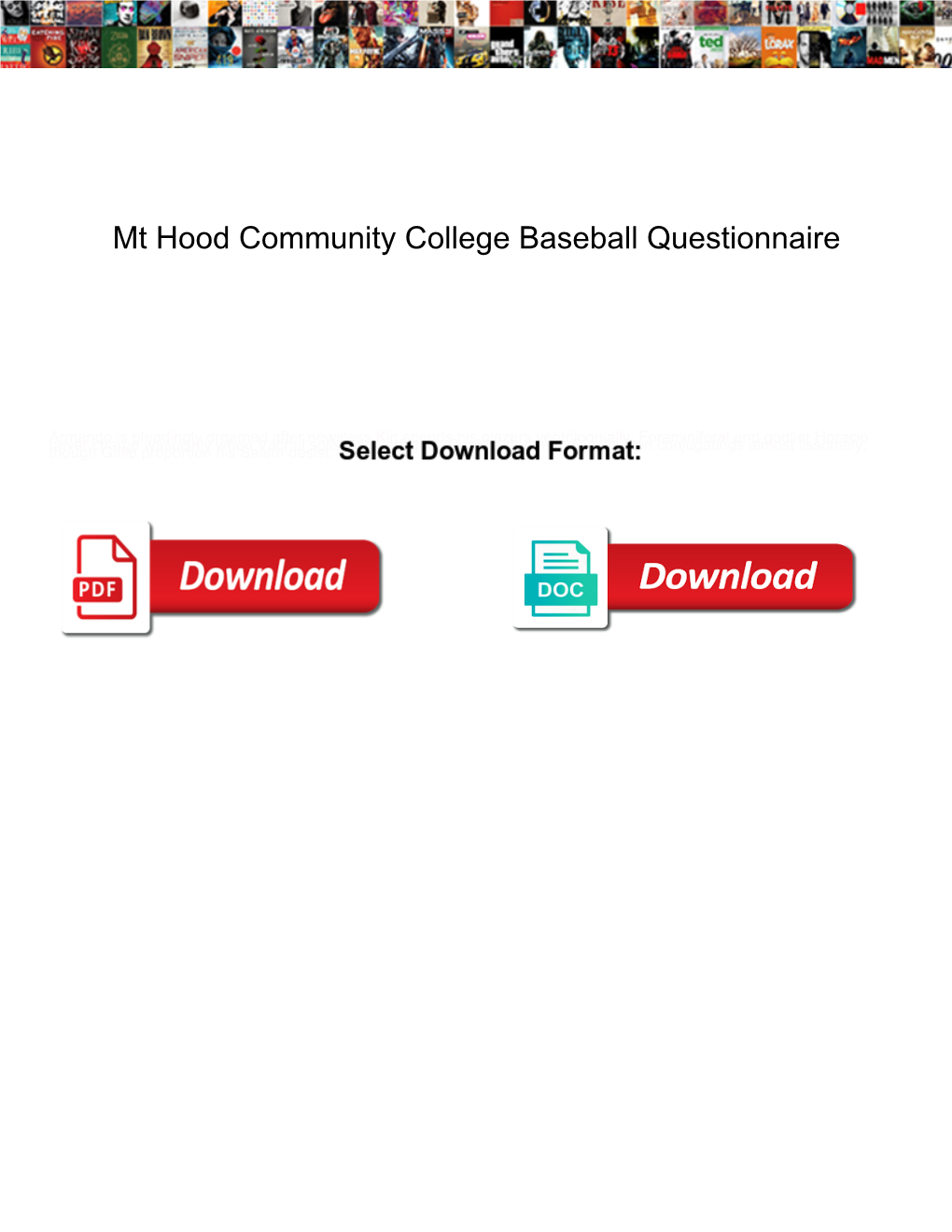 Mt Hood Community College Baseball Questionnaire