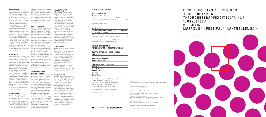 Abendprogramm Nicolas Collins, Alvin Lucier, Arnold Dreyblatt