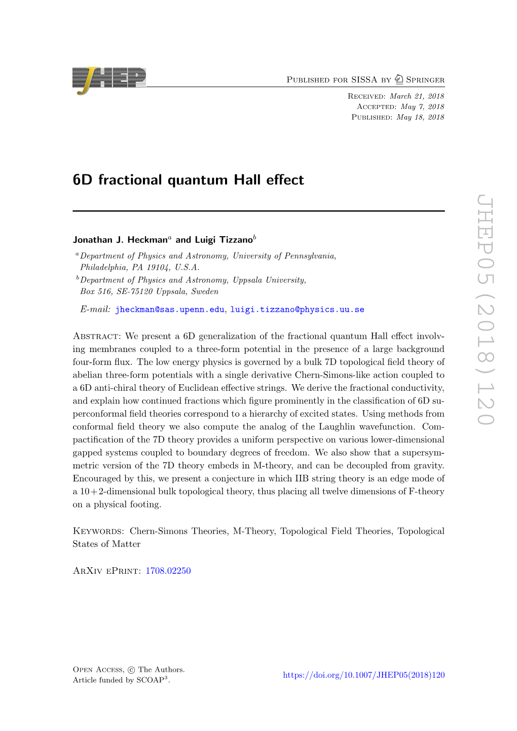 6D Fractional Quantum Hall Effect