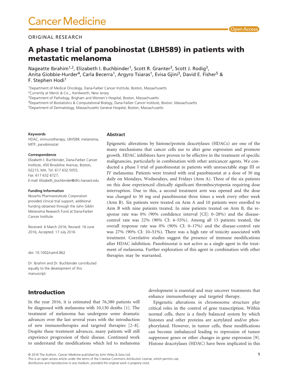 In Patients with Metastatic Melanoma Nageatte Ibrahim1,2, Elizabeth I