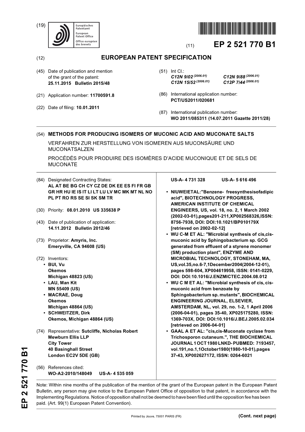 Methods for Producing Isomers of Muconic Acid