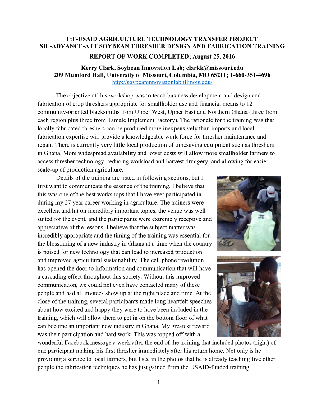 Ghana Thresher Training Report.Pdf