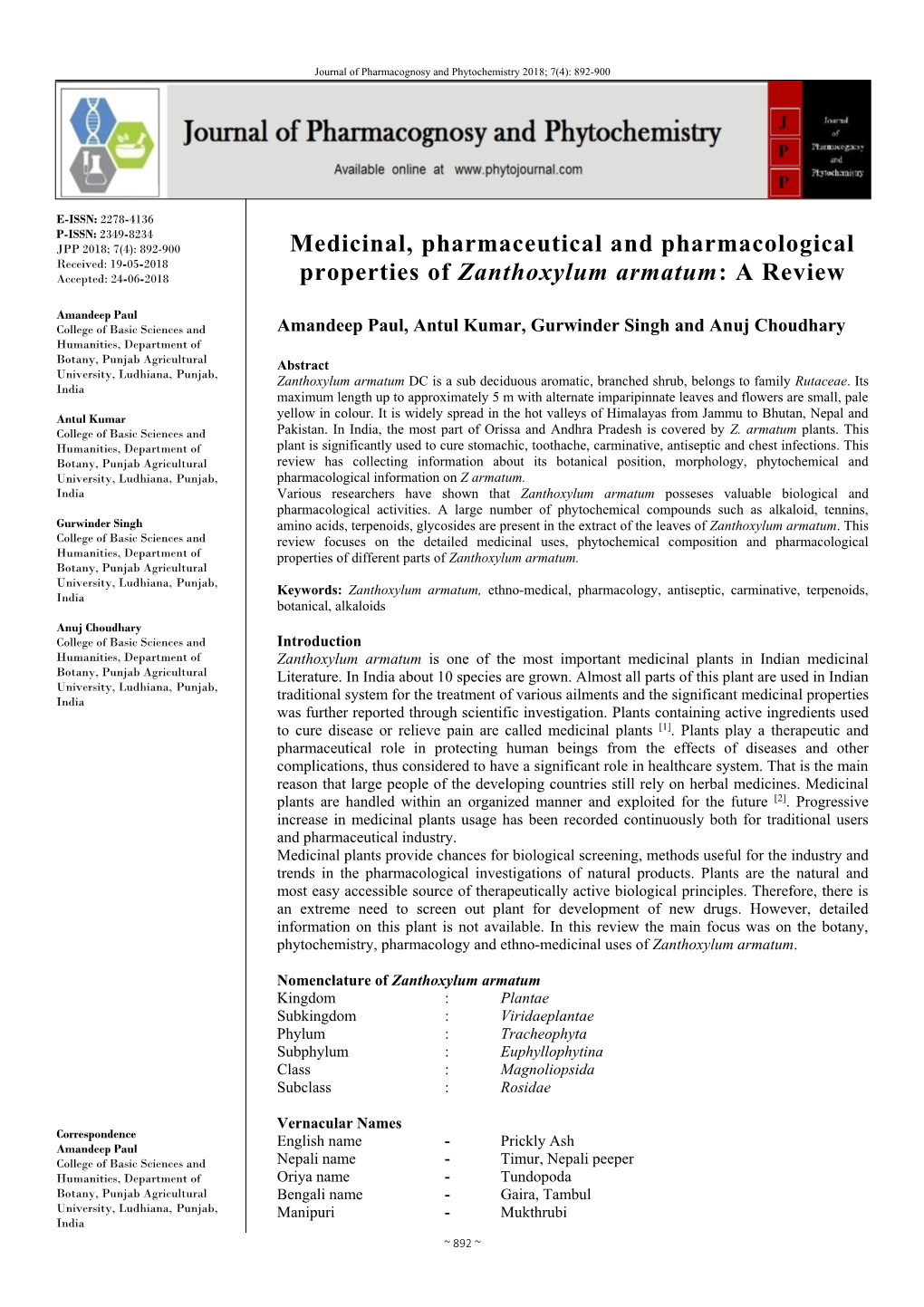 Medicinal, Pharmaceutical and Pharmacological Properties Of