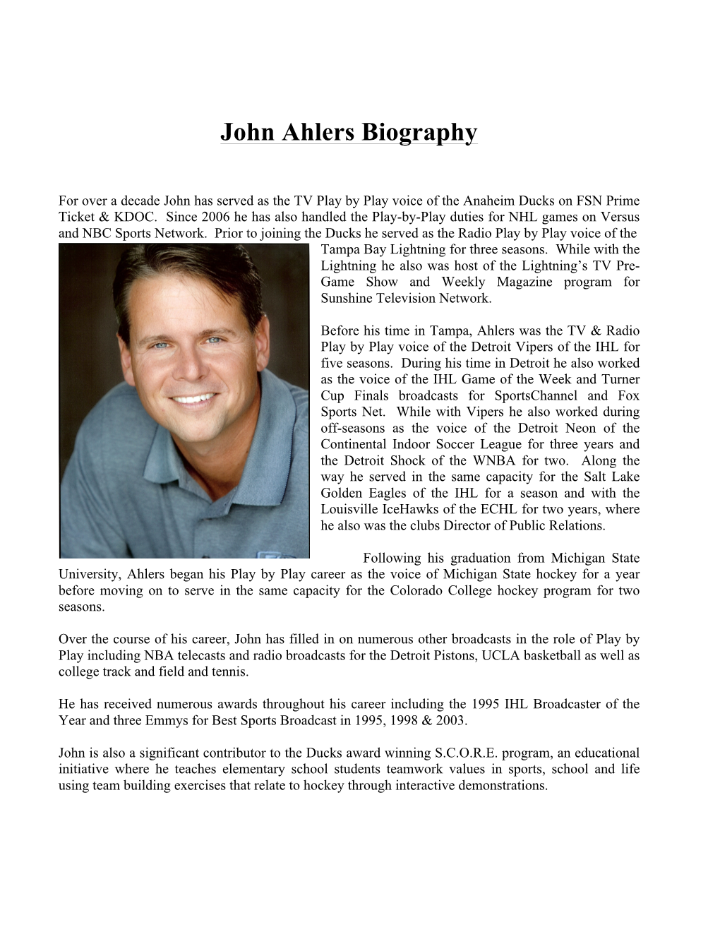 John Ahlers Biography