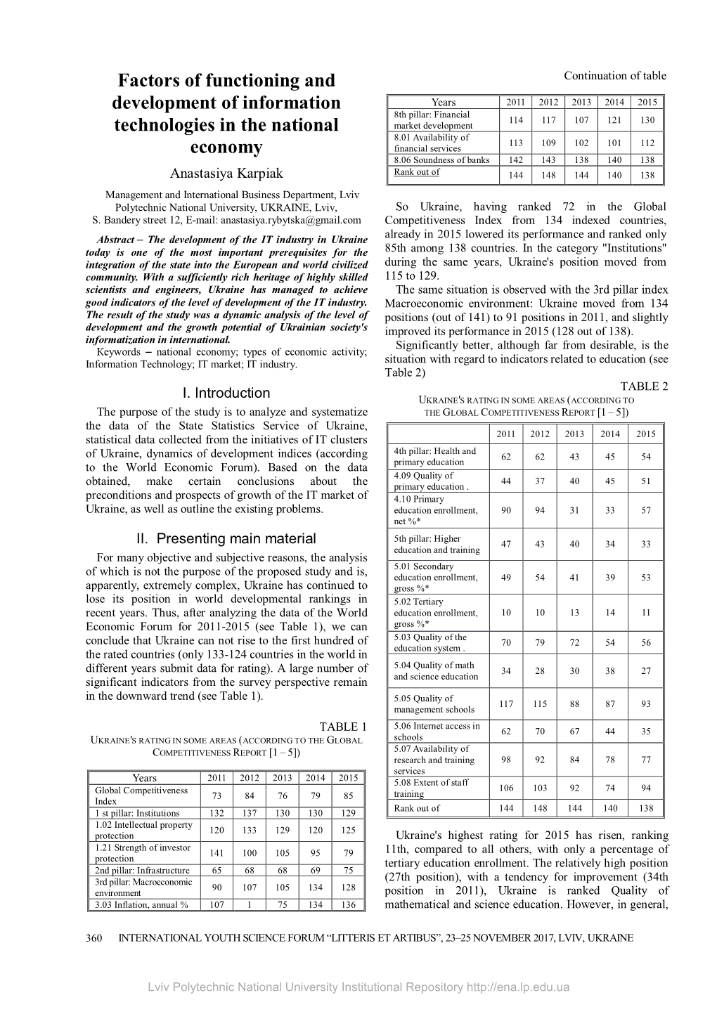 Factors of Functioning and Development of Information