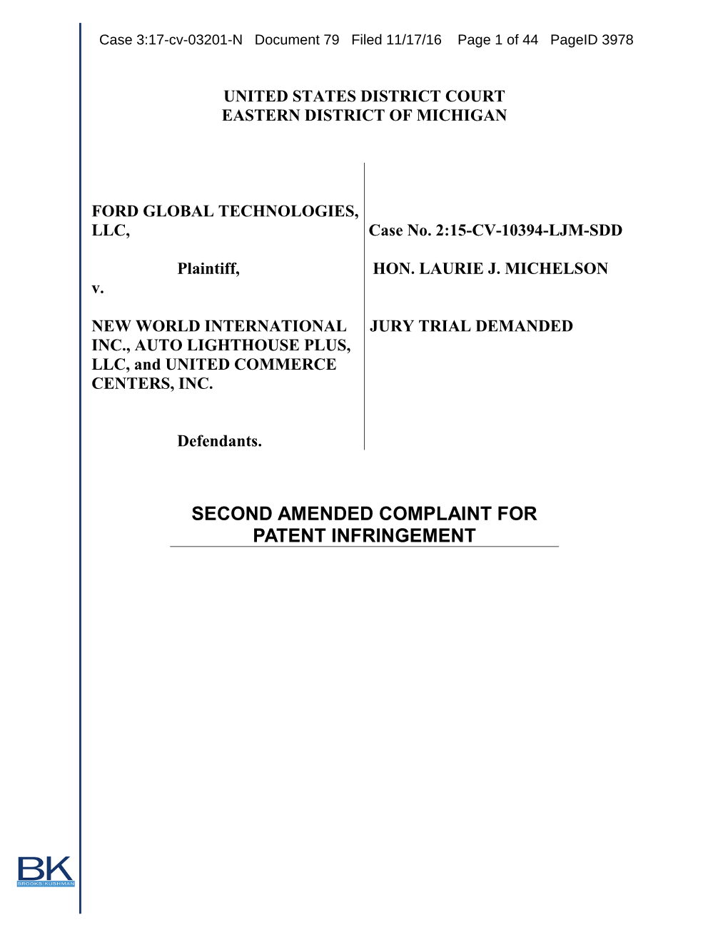 Second Amended Complaint for Patent Infringement