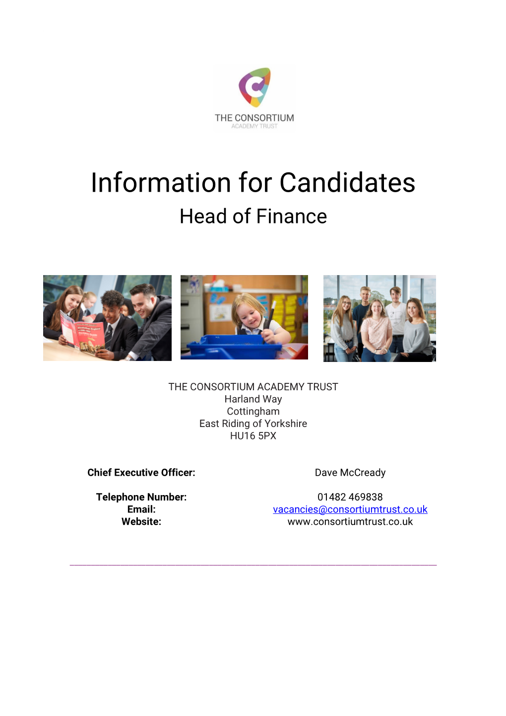 Information for Candidates Head of Finance