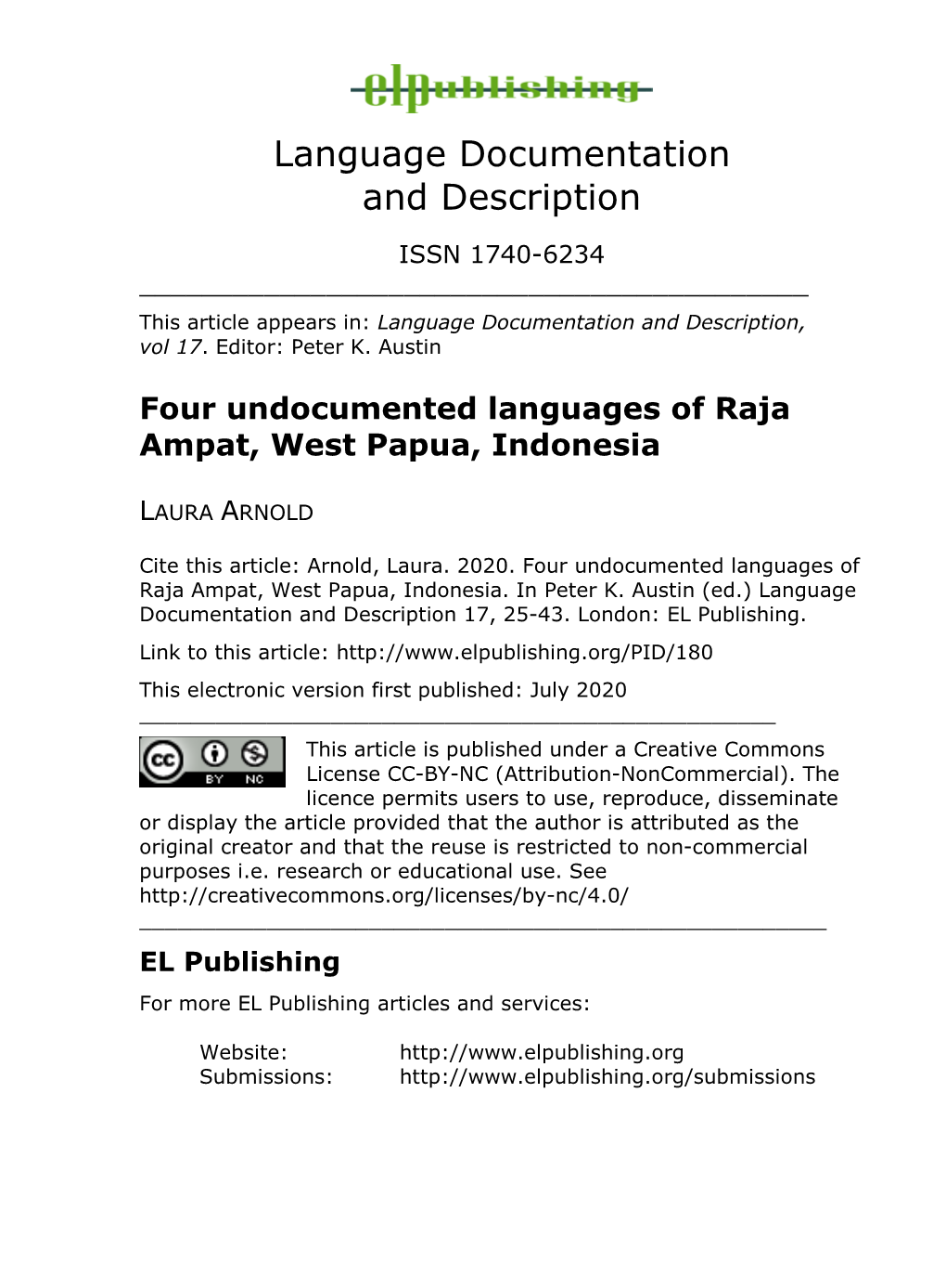 Four Undocumented Languages of Raja Ampat, West Papua, Indonesia