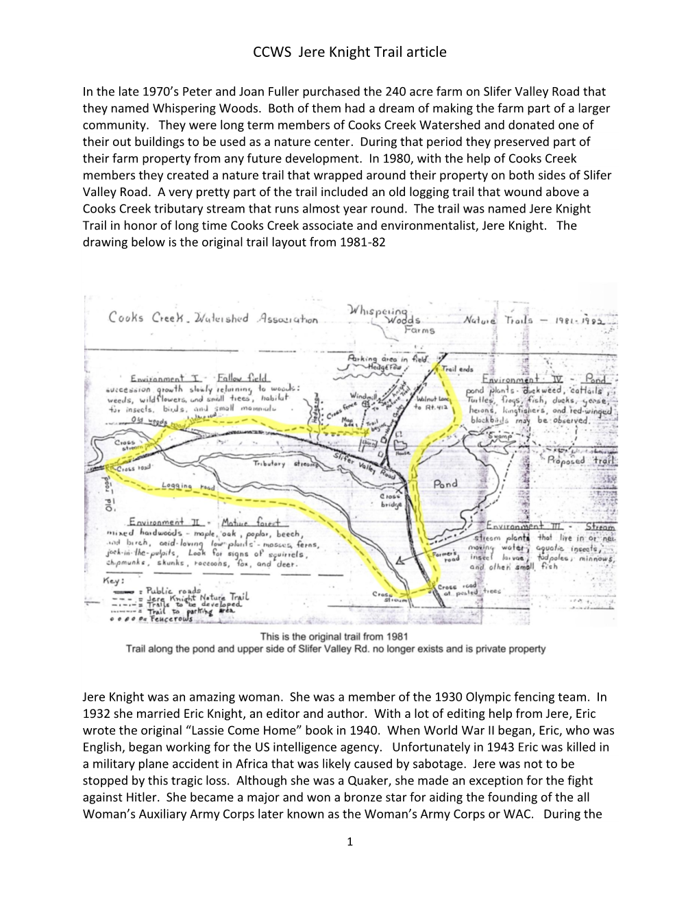 CCWS Jere Knight Trail Article