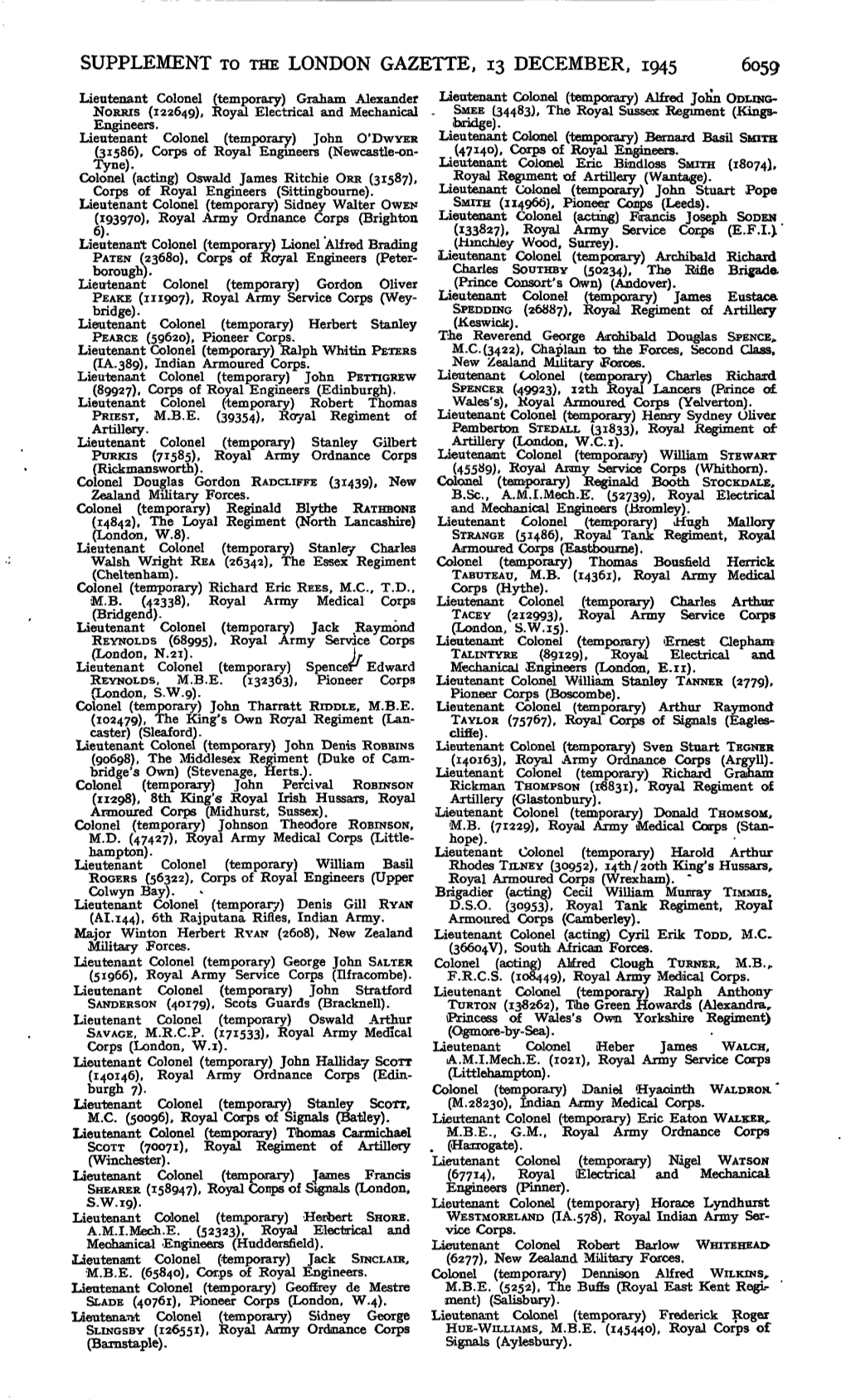 Supplement to the London Gazette, 13 December, 1945 6059