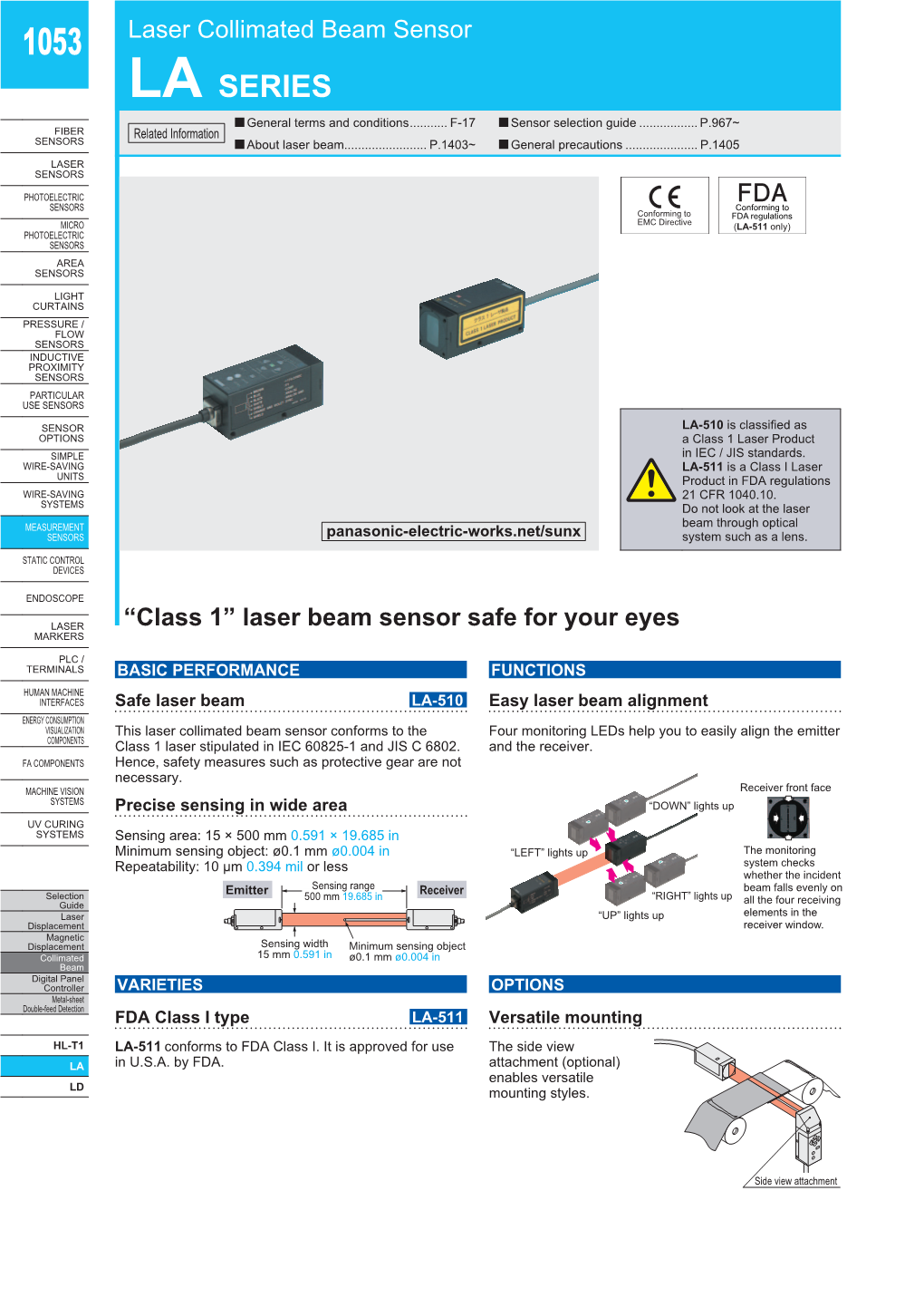 Laser Collimated Beam Sensor LA SERIES ■■General Terms and Conditions