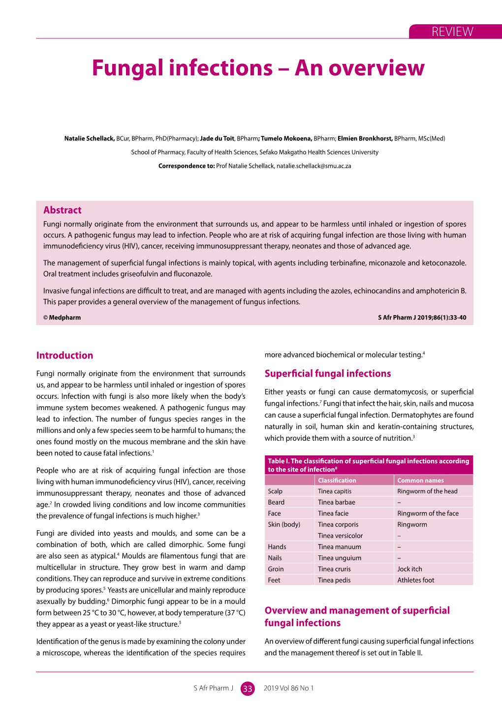 Fungal Infections – an Overview