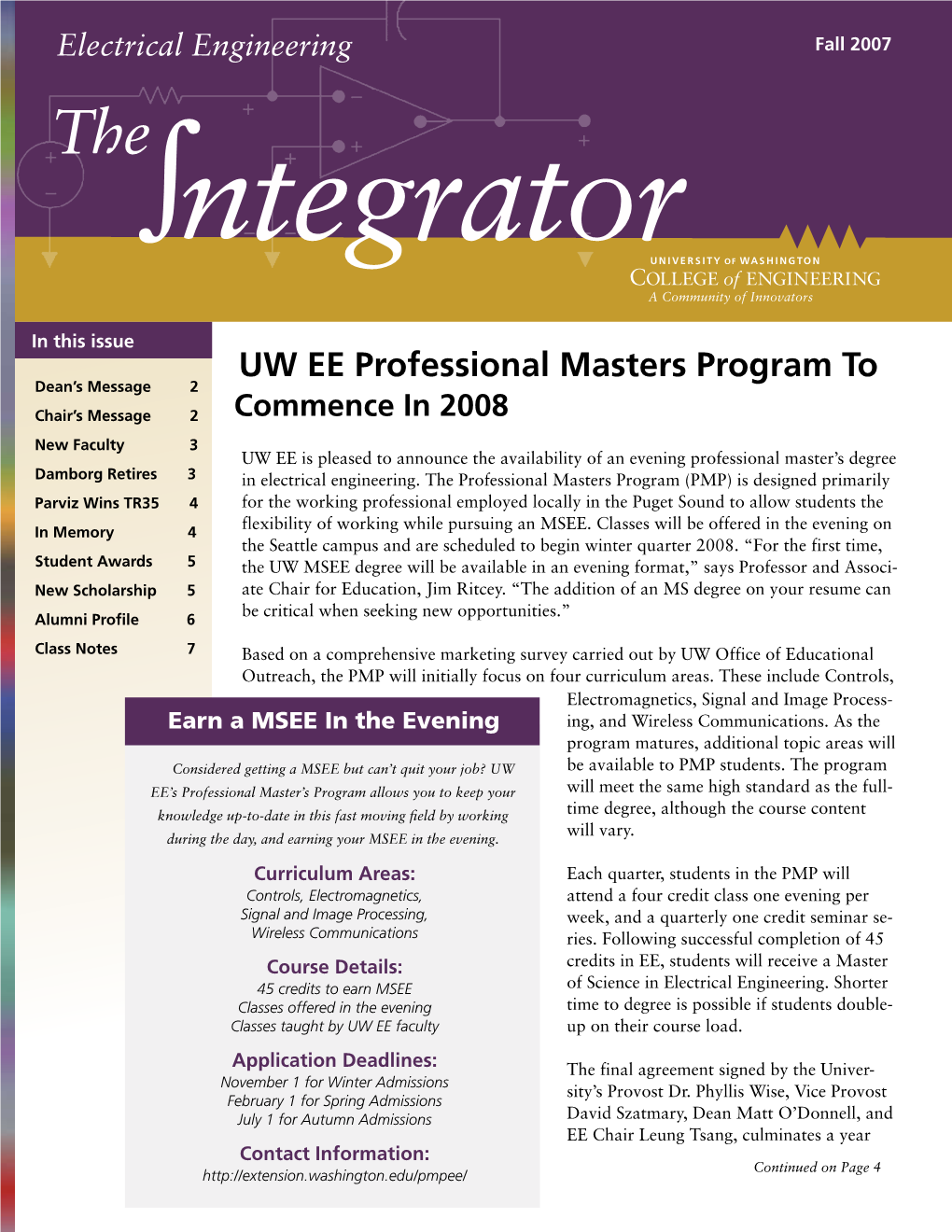 UW EE Professional Masters Program To