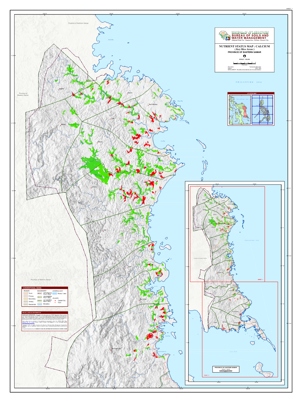 NUTRIENT STATUS MAP : CALCIUM ( Key Rice Areas )