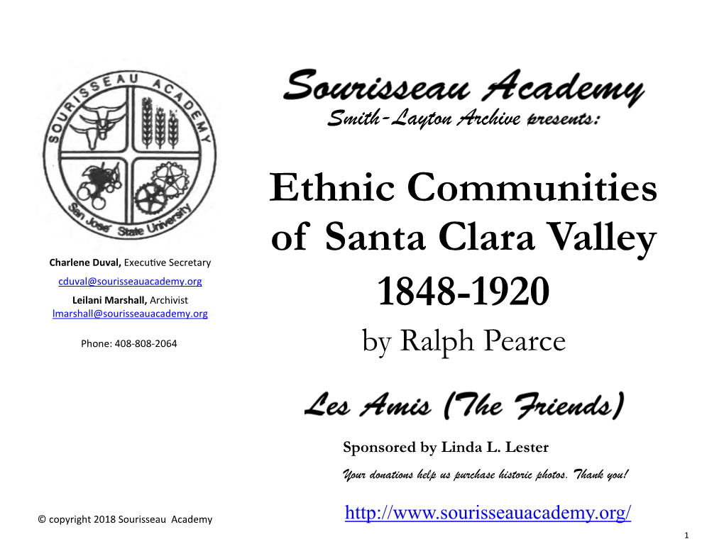 Ethnic Communities of Santa Clara Valley 1848-1920