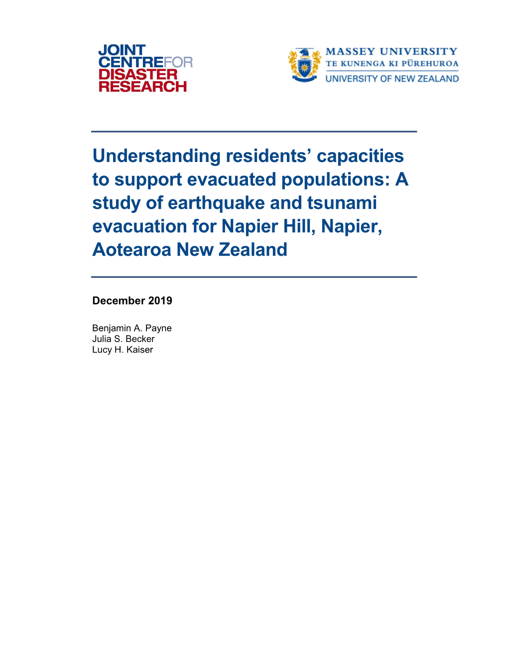 A Study of Earthquake and Tsunami Evacuation for Napier Hill, Napier, Aotearoa New Zealand