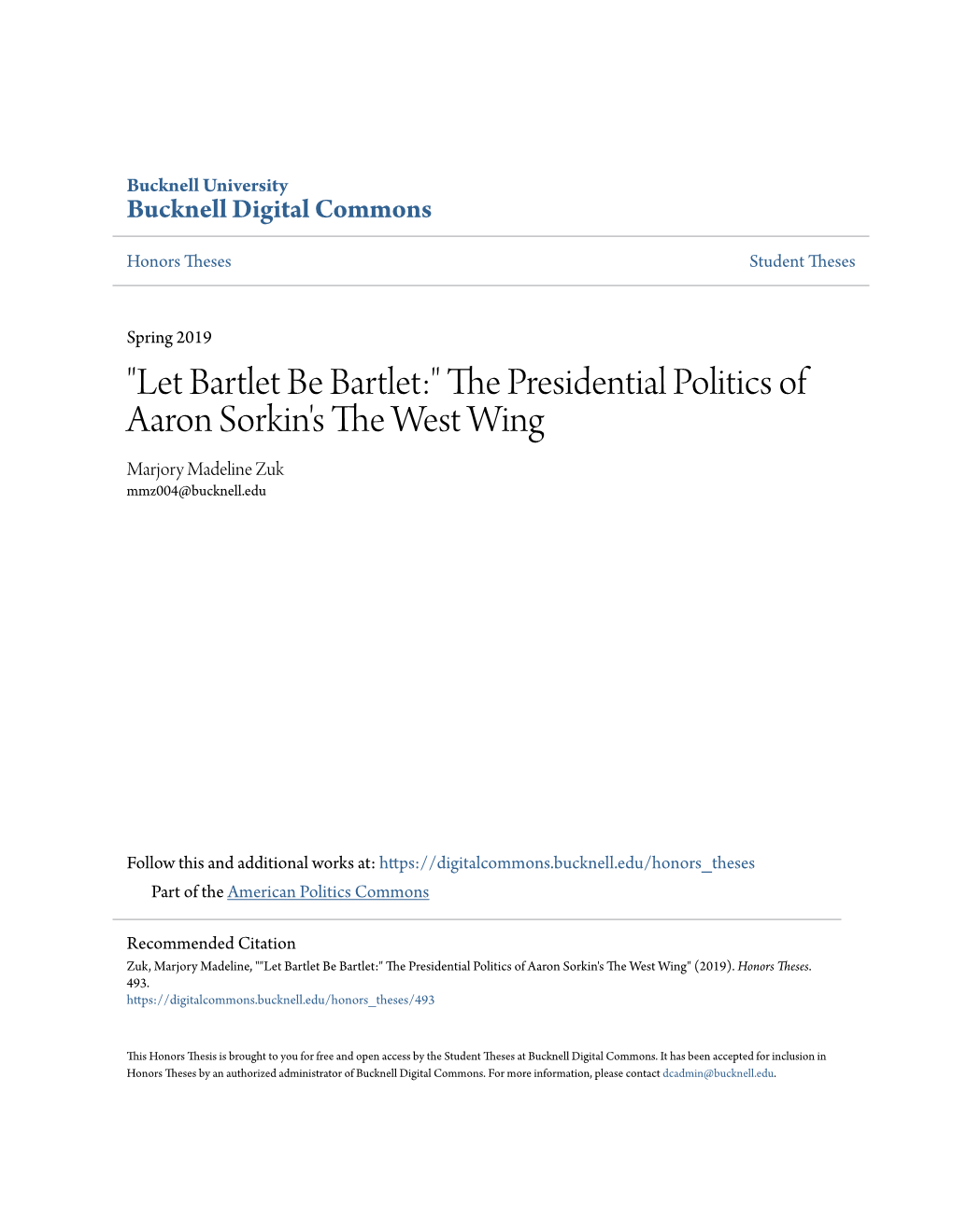 The Presidential Politics of Aaron Sorkin's the West Wing