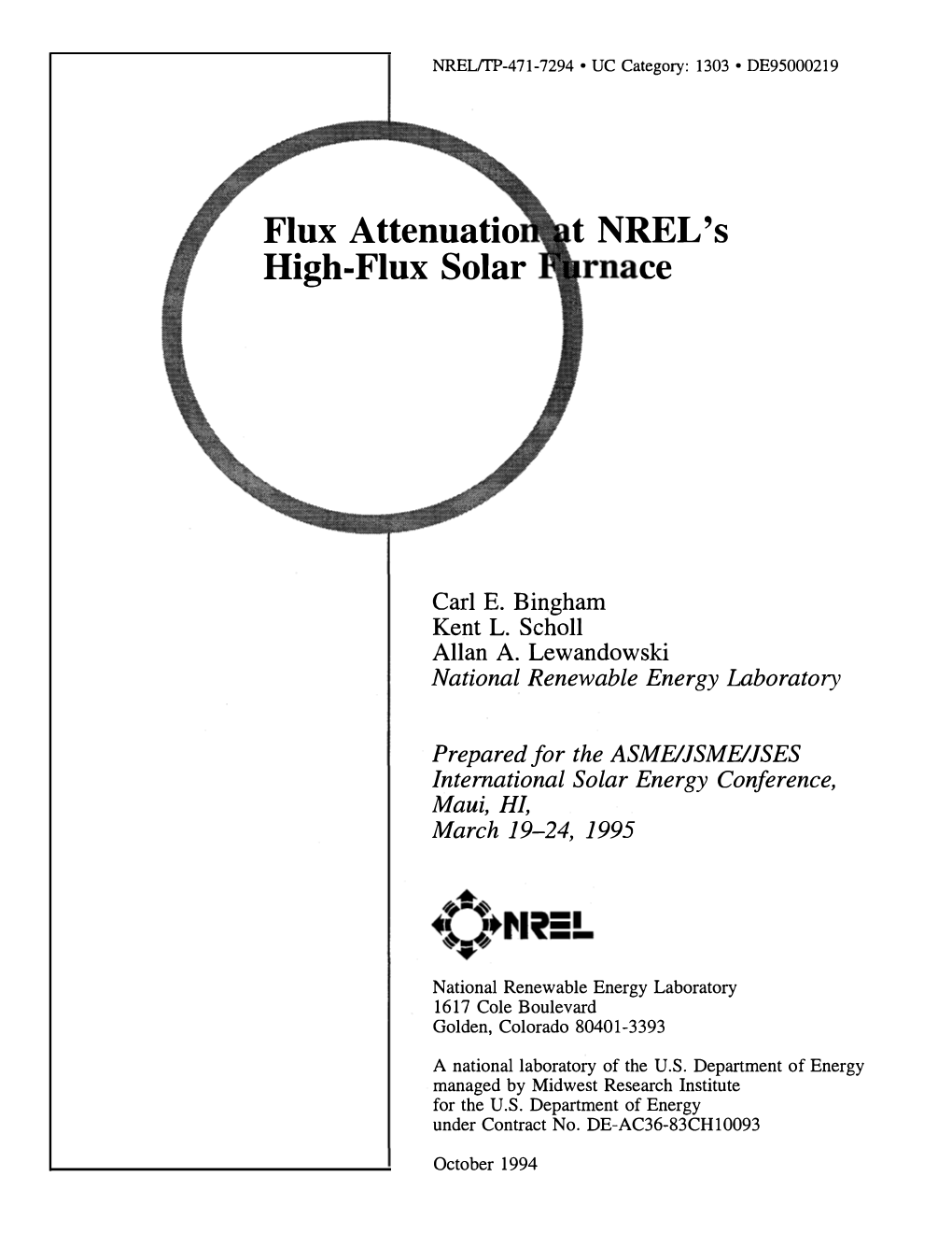 Flux Attenuation at Nrel's High-Flux Solar Furnace