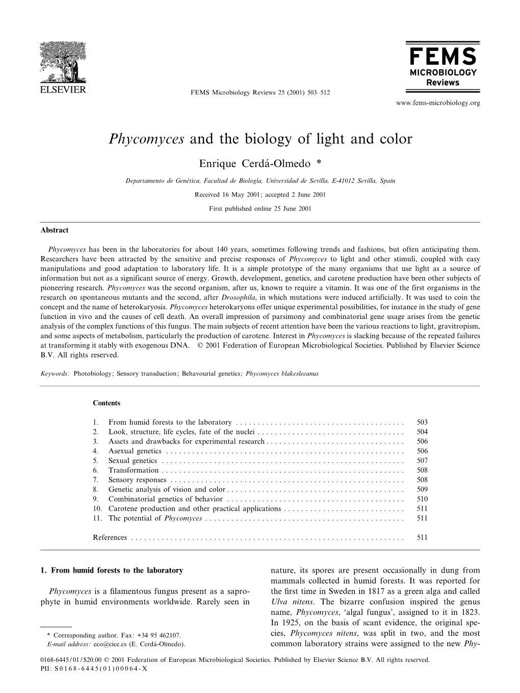 Phycomyces and the Biology of Light and Color