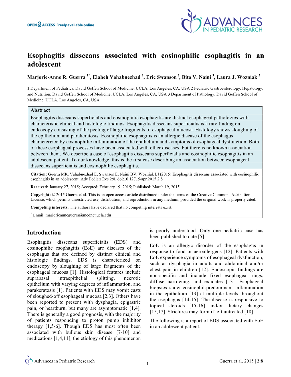 Esophagitis Dissecans Associated with Eosinophilic Esophagitis in an Adolescent