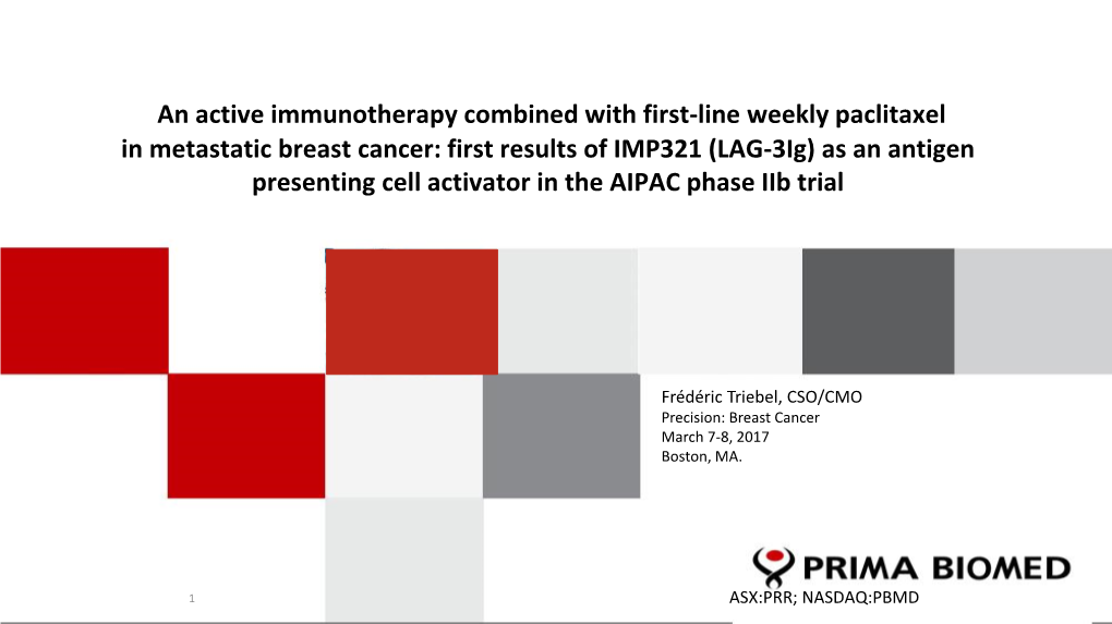 An Active Immunotherapy Combined with First-Line Weekly Paclitaxel In