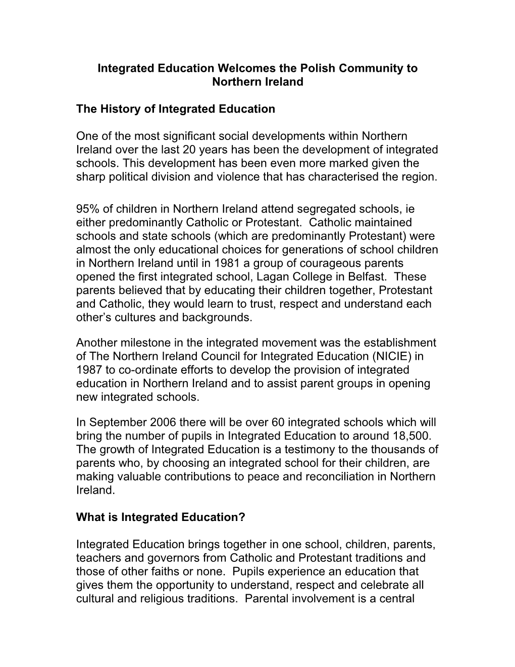 Integrated Education Welcomes The Polish Community To Northern Ireland